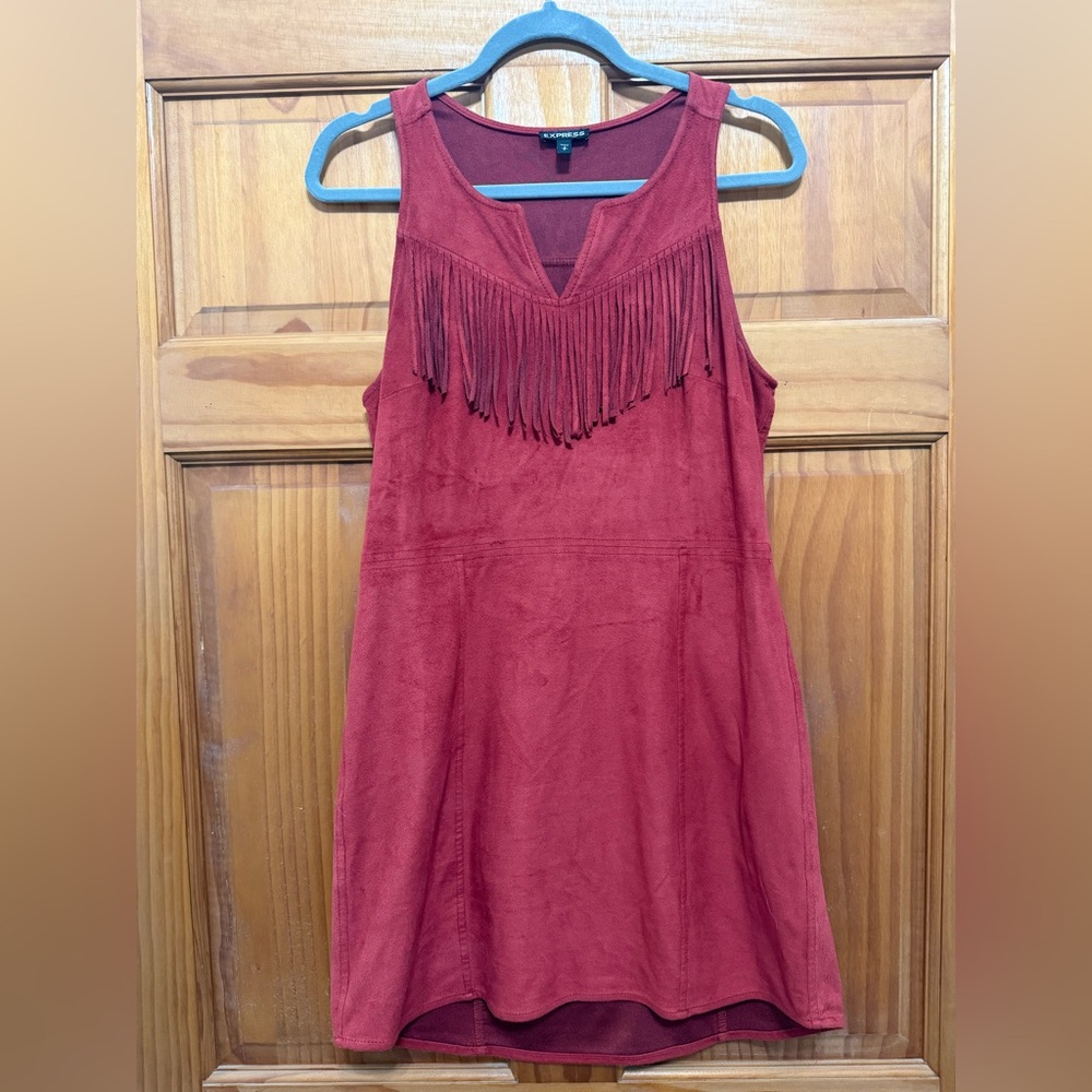 Express Suede Fringe Mini Dress